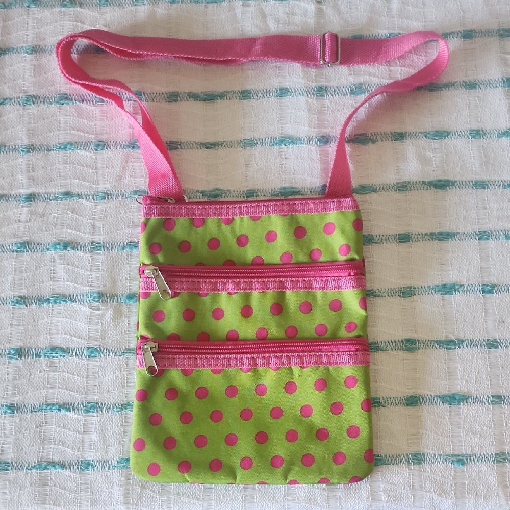 Chic Polka Dot Crossbody Bag - Pink and Green